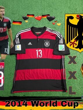 Adidas Germany National Team Thomas Muller #13 2014 Brazil World Cup Away Jersey